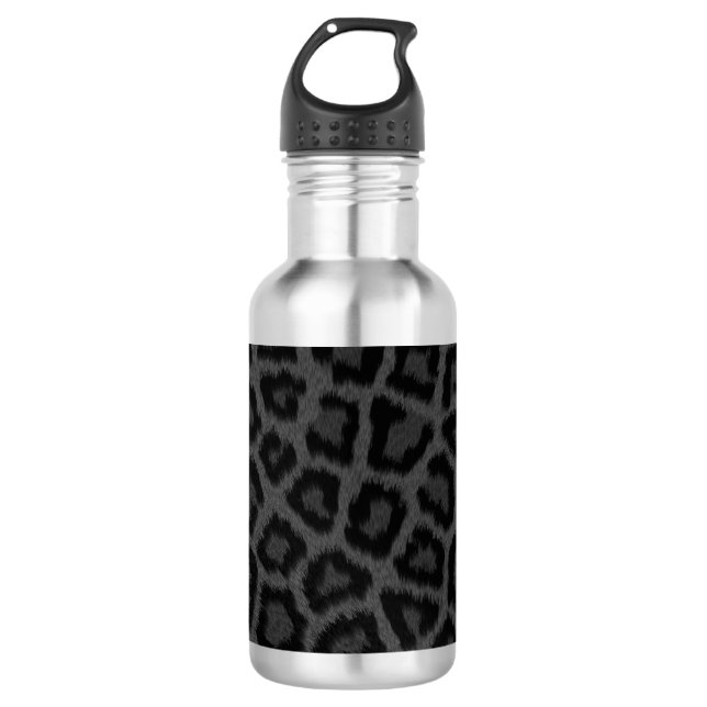 Schwarzer Panther-Druck Edelstahlflasche (Vorderseite)