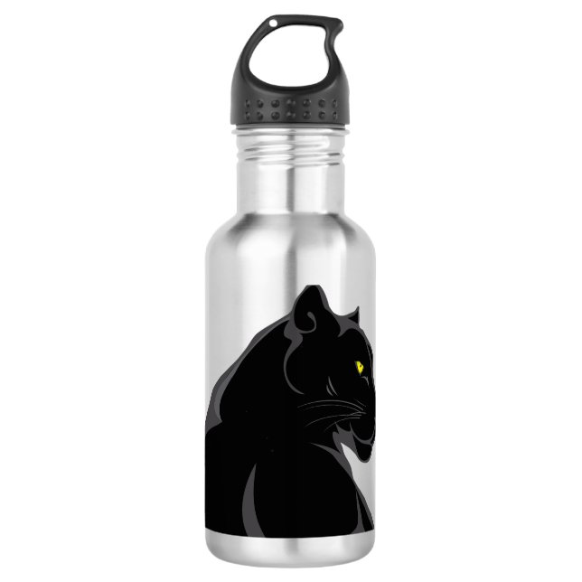 schwarzer Panther Edelstahlflasche (Vorderseite)