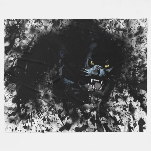 Schwarzer Panther Fleecedecke (Vorderseite (Horizontal))