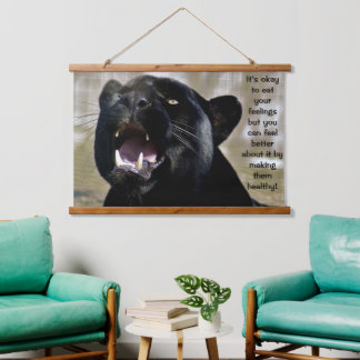 Schwarzer Panther frischer Spaß Wandteppich Mit Holzrahmen