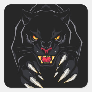 Schwarzer Panther für Tierliebhaber Geschenk Quadratischer Aufkleber