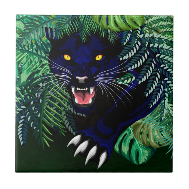 Schwarzer Panther Geist des Dschungels Fliese (Vorderseite)