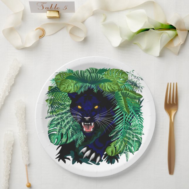 Schwarzer Panther Geist des Dschungels Pappteller (Hochzeit)