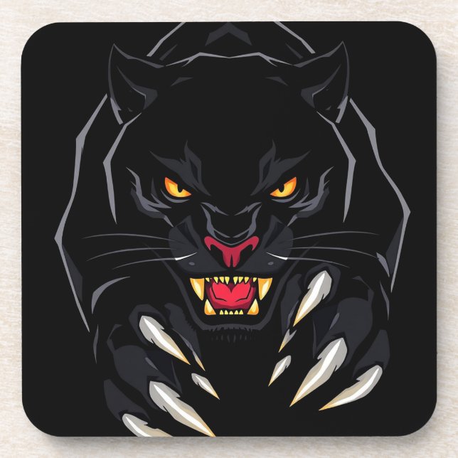 Schwarzer Panther Getränkeuntersetzer (Vorderseite)