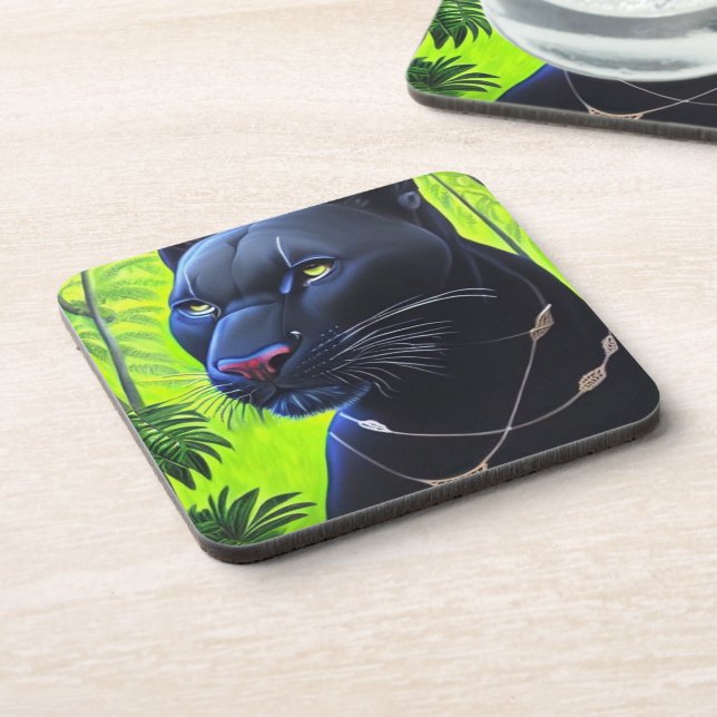 Schwarzer Panther Getränkeuntersetzer (Linke Seite)