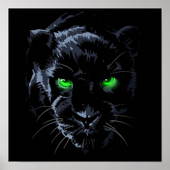 Schwarzer Panther, grünes Auge schwarz Poster (Vorne)