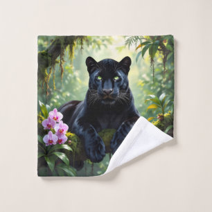 Schwarzer Panther im Dschungel Badhandtuch Set