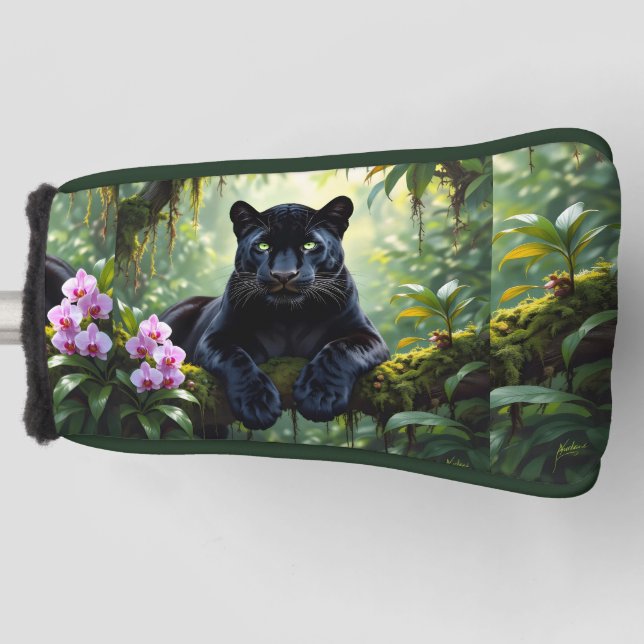 Schwarzer Panther im Dschungel Golf Headcover (Vorderseite)