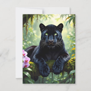 Schwarzer Panther im Dschungel Postkarte