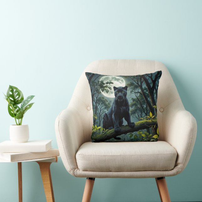 Schwarzer Panther im Mondlicht Kissen (Stuhl )