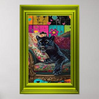 Schwarzer Panther in einer Welt der Farbe – Kühne  Poster