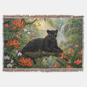 Schwarzer Panther Kenia Dschungel Blumen Wasserfal Decke