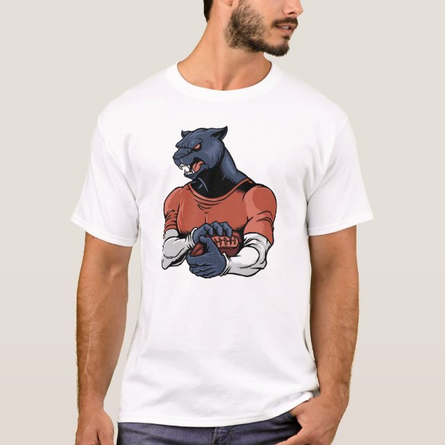 Schwarzer Panther mit Fußball T-Shirt (Vorderseite)