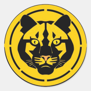 Schwarzer Panther mit kunstvollen Details Runder Aufkleber