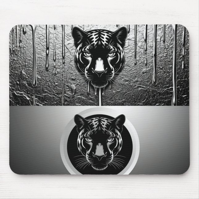 Schwarzer Panther mit tropfendem Farbeffekt 🐆 Mousepad (Vorne)