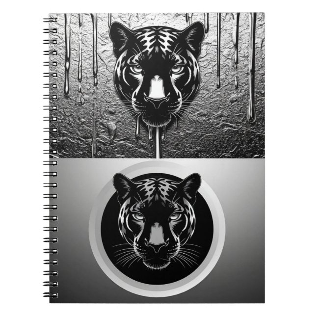 Schwarzer Panther mit tropfendem Farbeffekt 🐆 Notizblock (Vorderseite)