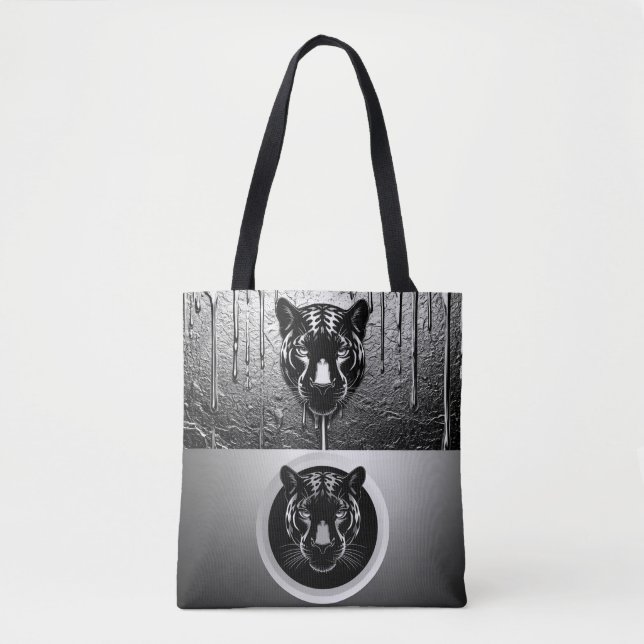 Schwarzer Panther mit tropfendem Farbeffekt 🐆 Tasche (Vorderseite)