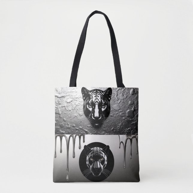 Schwarzer Panther mit Wassertropfen-Details 🐆 Tasche (Vorderseite)