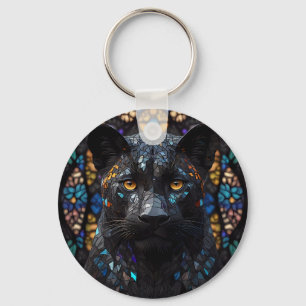 Schwarzer Panther Portrait Accent Pillow Schlüsselanhänger