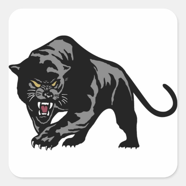Schwarzer Panther Quadratischer Aufkleber (Vorderseite)