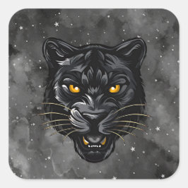 Schwarzer Panther Quadratischer Aufkleber