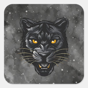 Schwarzer Panther Quadratischer Aufkleber
