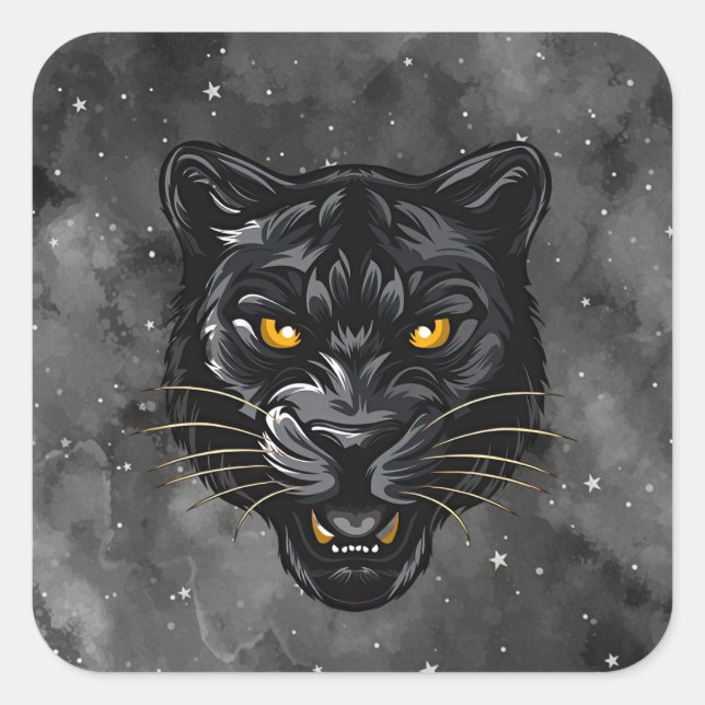 Schwarzer Panther Quadratischer Aufkleber (Vorderseite)