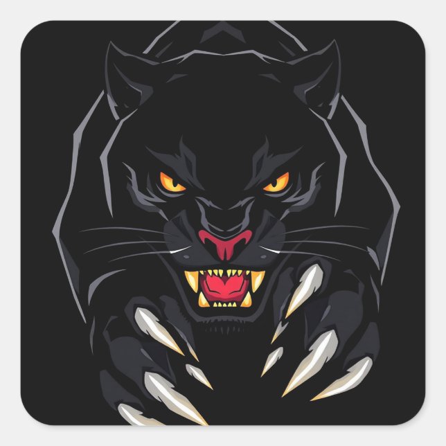 Schwarzer Panther Quadratischer Aufkleber (Vorderseite)