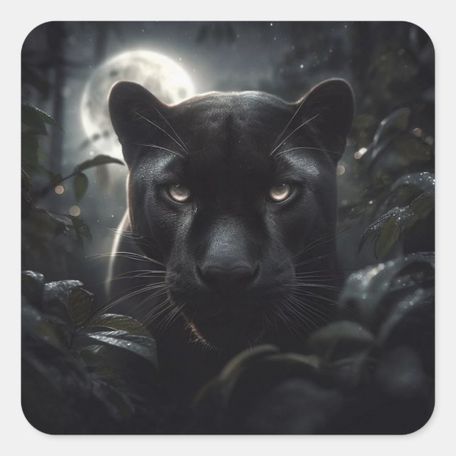 Schwarzer Panther Quadratischer Aufkleber (Vorderseite)