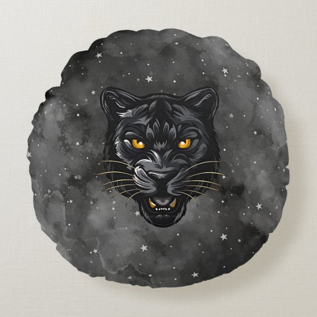 Schwarzer Panther Rundes Kissen (Vorderseite)