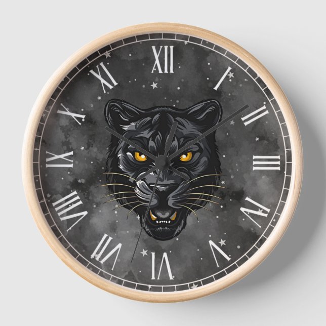 Schwarzer Panther Uhr (Vorderseite)