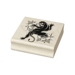 Schwarzer Panther und Rose  Gummistempel