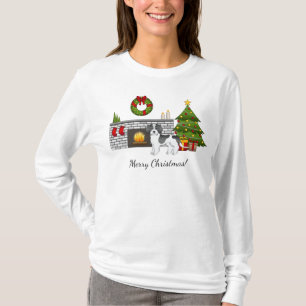 Schwarzer Parti-color Mini Goldendoodle Weihnachts T-Shirt