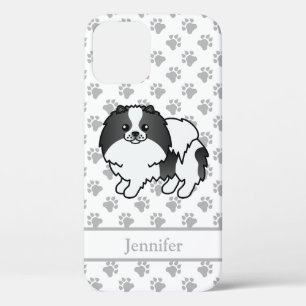 Schwarzer Parti-Color Pomeranian Cartoon Hund & Na Case-Mate iPhone Hülle