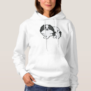 Schwarzer Parti-Color-Spitz Niedlicher Cartoon-Hun Hoodie