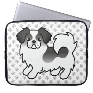 Schwarzer Parti-Color Tibet-Spaniel Süßer Hund & P Laptopschutzhülle