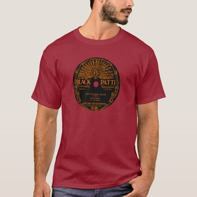 Schwarzer Patti Blues-Aufzeichnungsaufkleber T-Shirt (Vorderseite)