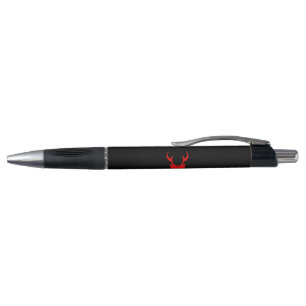 Schwarzer Pen mit rotem und weißem Logo Kugelschreiber