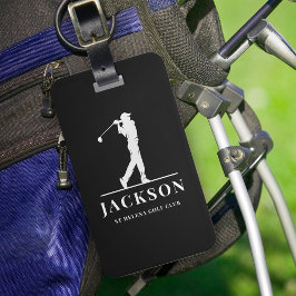 Schwarzer Personalisierter Monogramm-Golfer Gepäckanhänger