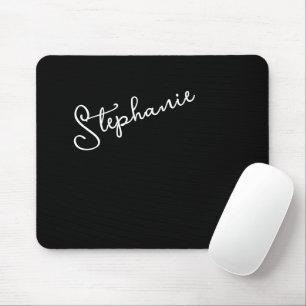 Schwarzer personalisierter Schriftname Chic Minima Mousepad