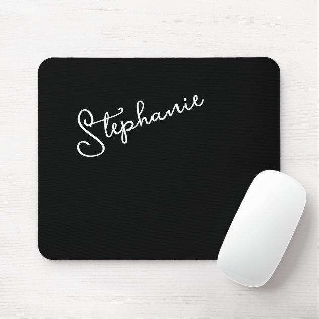 Schwarzer personalisierter Schriftname Chic Minima Mousepad (Mit Mouse)