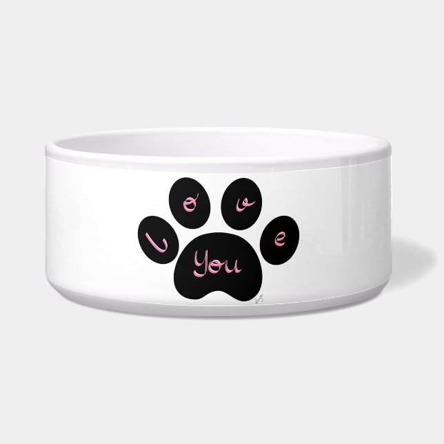 "Schwarzer Pet Print mit Liebe You" Napf (Vorderseite)