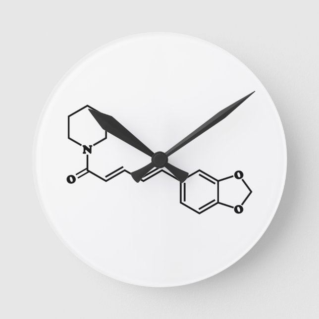 Schwarzer Pfeffer Molekulare Chemische Formel Runde Wanduhr (Vorderseite)
