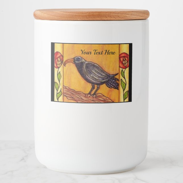 Schwarzer Pfeil auf Zweig zwei rote gelbe Blumen B Lebensmitteletikett (Vorderseite)