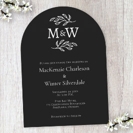 Schwarzer Pfeil für das Hochzeitpaar Monogram Einladung
