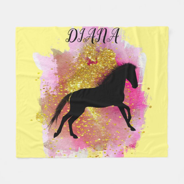 SCHWARZER PFERD PERSONALISIERTER BLANKET FLEECEDECKE (Vorderseite (Horizontal))