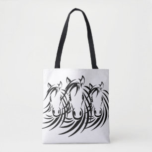 Schwarzer Pferdekopf weiß Tasche