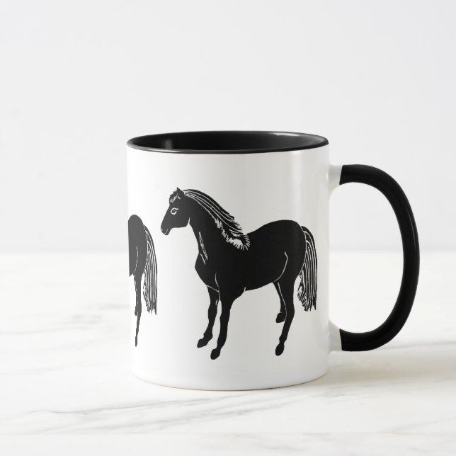 Schwarzer PferdeTassen-Trinkbehälter Tasse (Rechts)