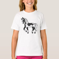Schwarzer Pinto Trotting Horse Cartoon Illustratio
