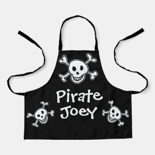 Schwarzer Piratenschädel und Knochen Schürze für K